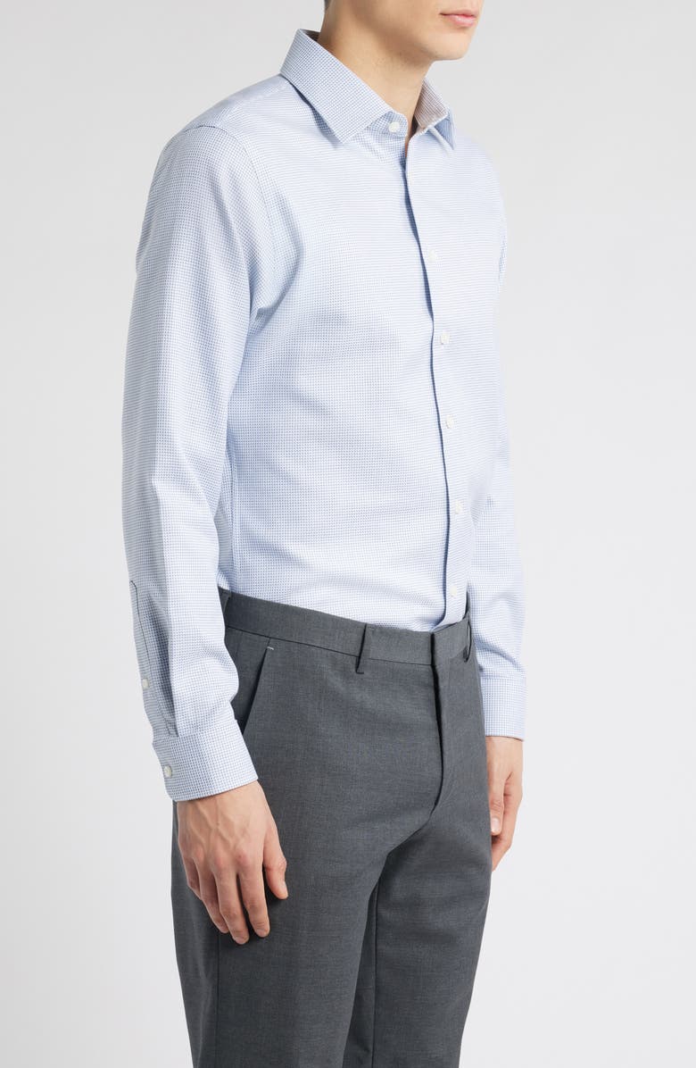 Nordstrom Premium Non-Iron Trim Fit Dress Shirt, Alternate, color, Blue Corner Dobby