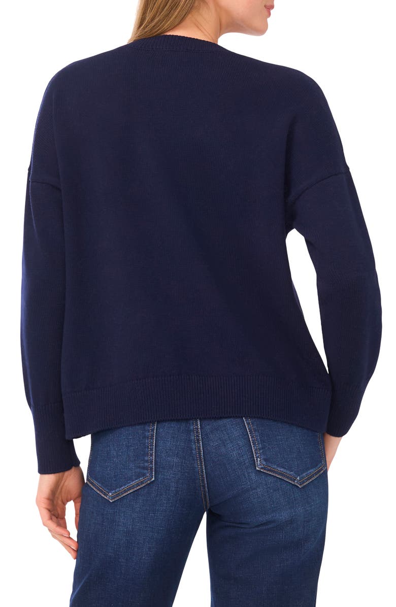 CeCe Beach Bum Cotton Sweater, Alternate, color, Classic Navy