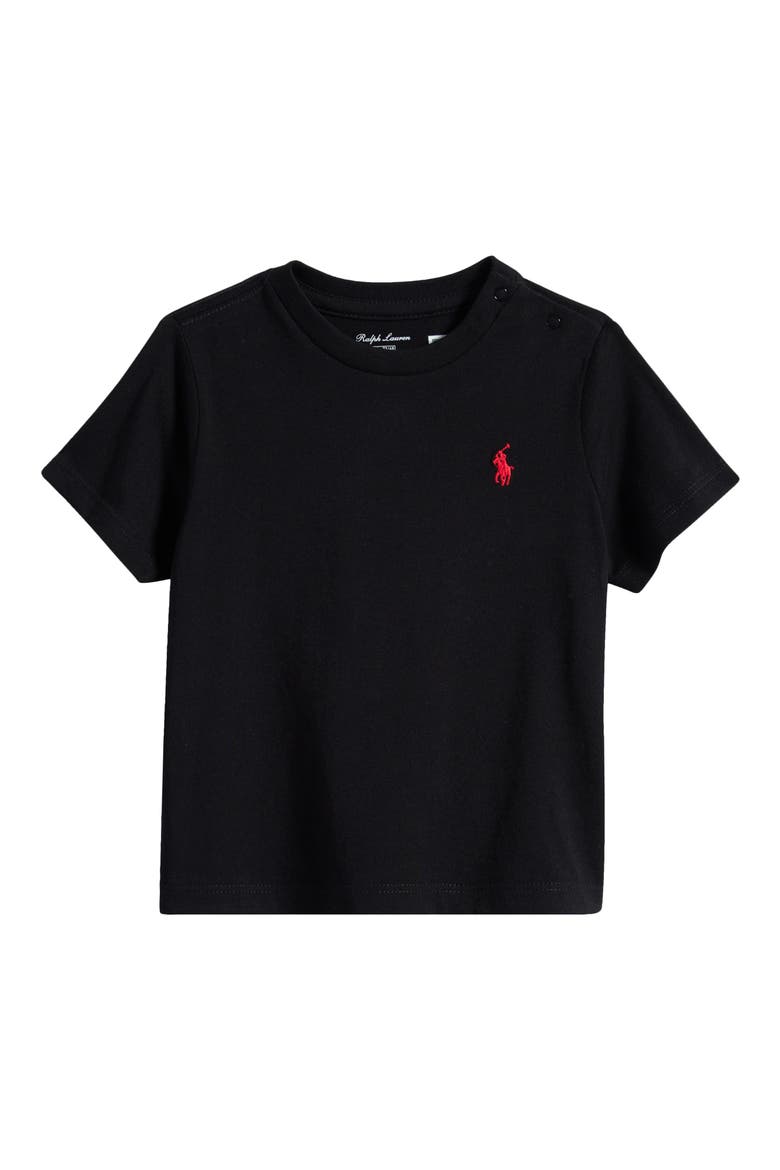 Embroidered Logo Short Sleeve T-Shirt, Main, color, POLO BLACK