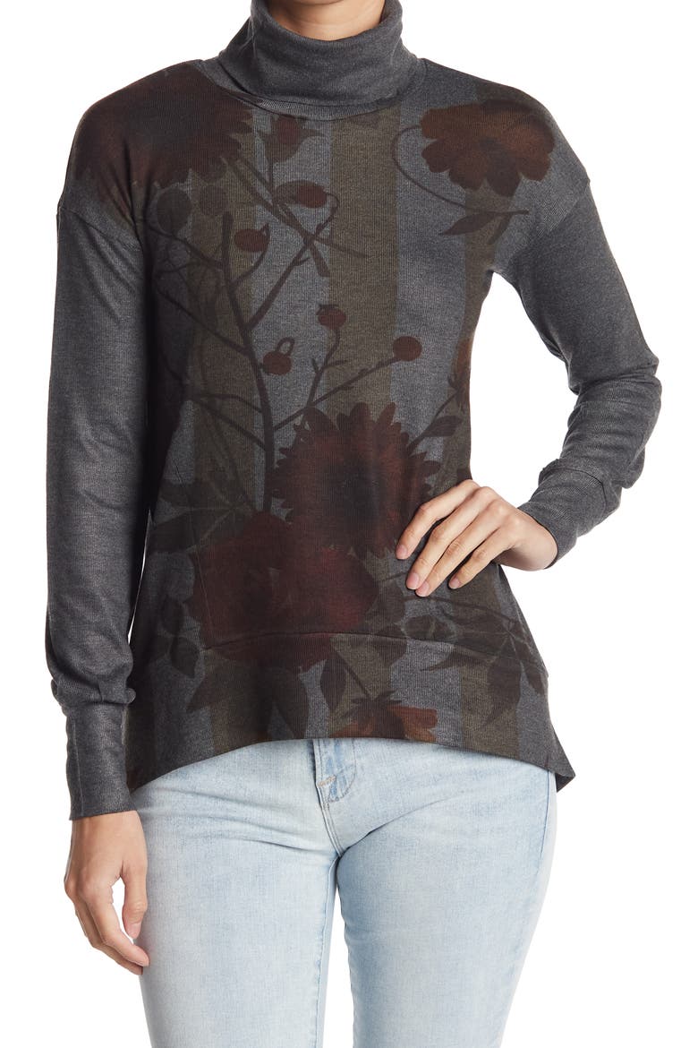 Turtleneck Cutout Sweater, Main, color, GREY