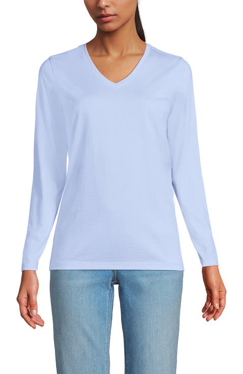 Relaxed Supima Cotton Long Sleeve V-Neck T-Shirt