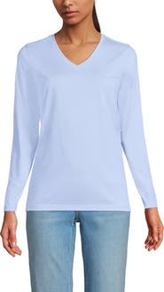 Lands' End Supima Cotton Long Sleeve V-Neck T-Shirt
