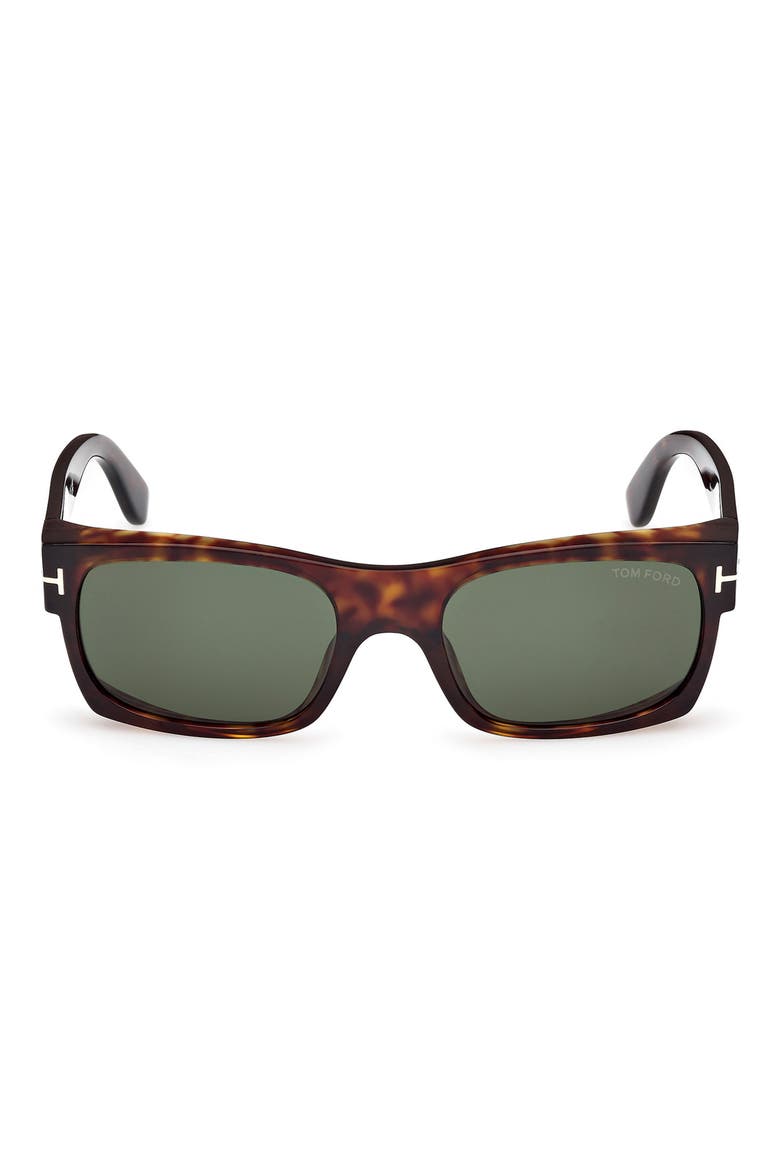 Juan 56mm Rectangular Sunglasses, Main, color, DARK HAVANA / GREEN