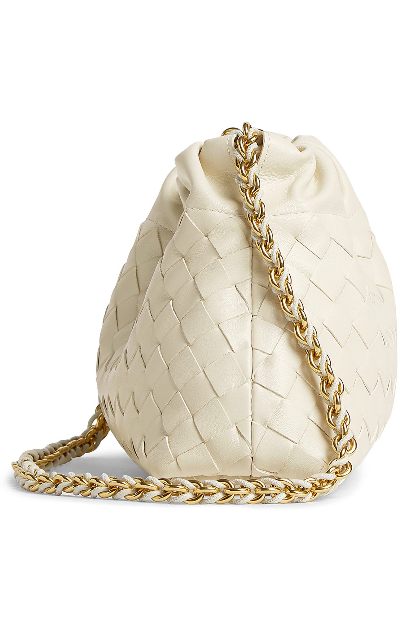 Bottega Veneta Dustbag Notte Intrecciato Leather Shoulder Bag, Alternate, color, Sea Salt