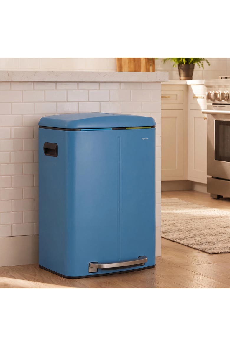 Marco Rectangular Dual Compartment Trash Can with Soft-Close Lid, Alternate, color, Bright Cobalt Blue