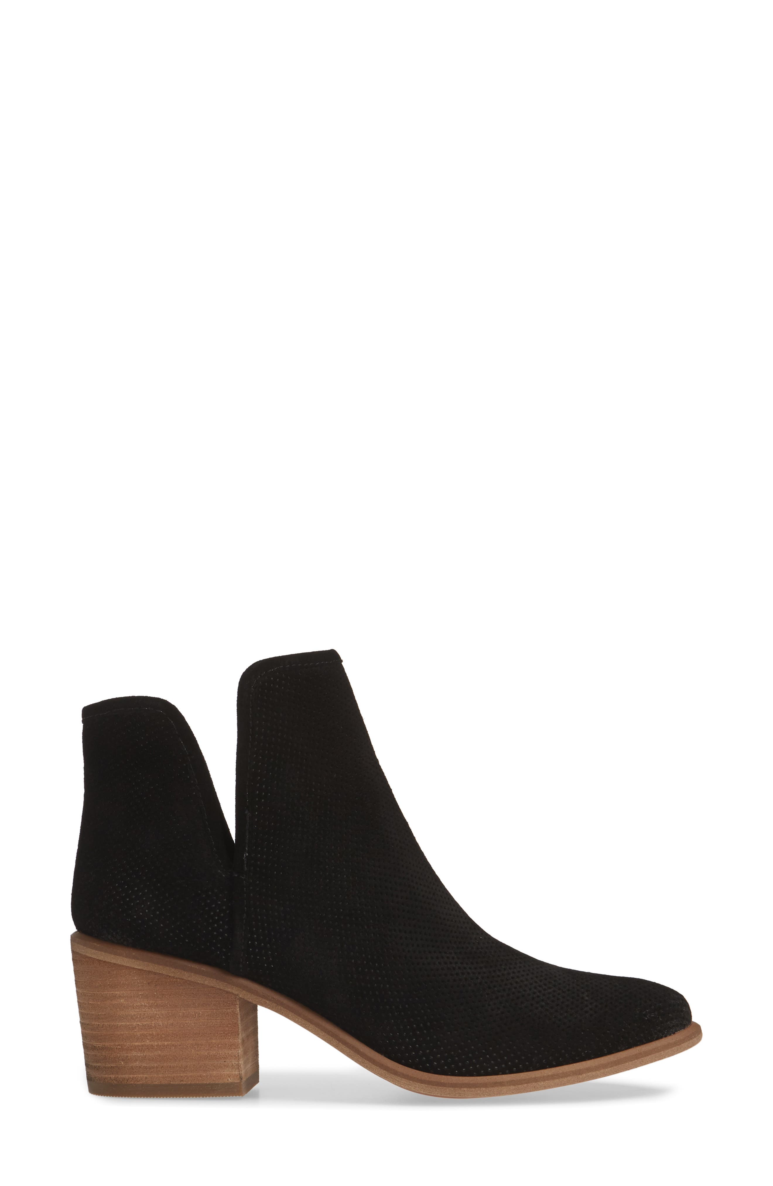 BP Barris Block Heel Bootie, Alternate, color, BLACK PERF SUEDE