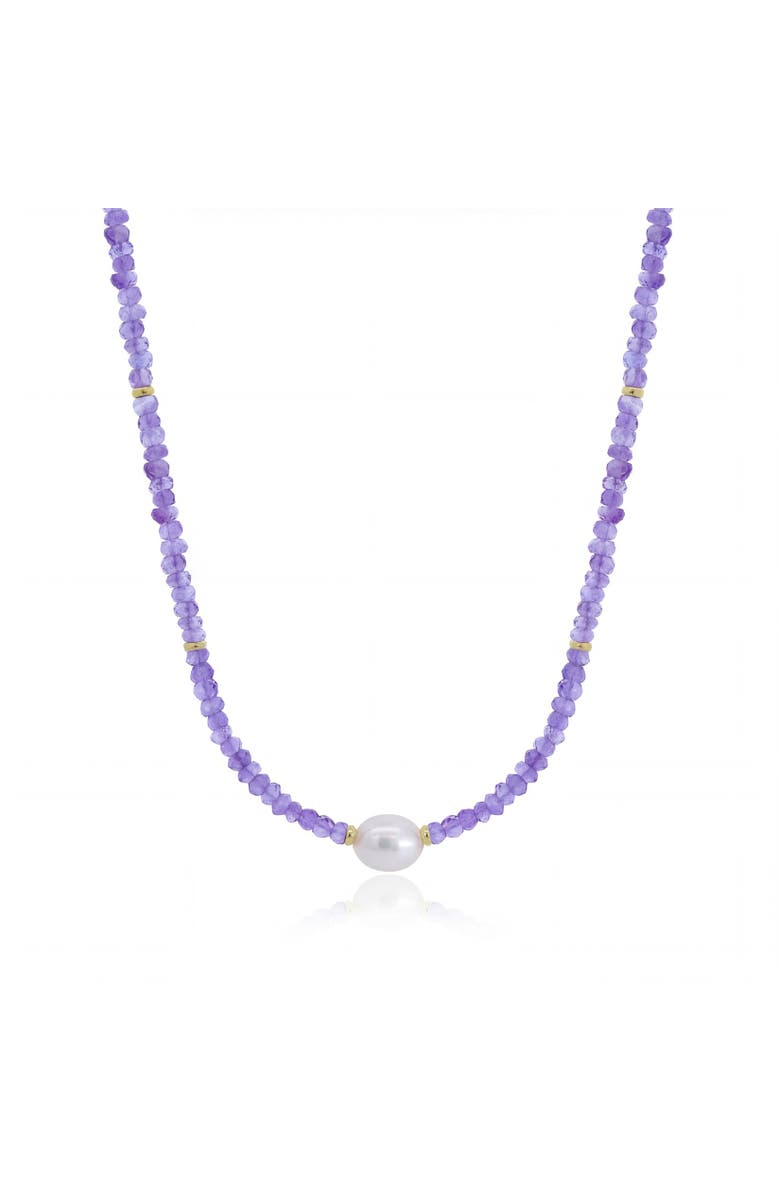 The Lovery Fine Jewelry Tanzanite Bead Pearl Necklace, Main, color, Blue