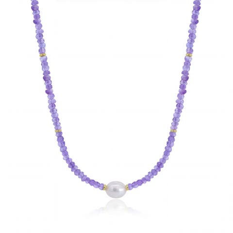 Tanzanite Bead Pearl Necklace