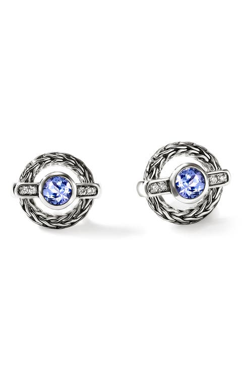 Icon Sterling Silver Tanzanite & Diamond Stud Earrings