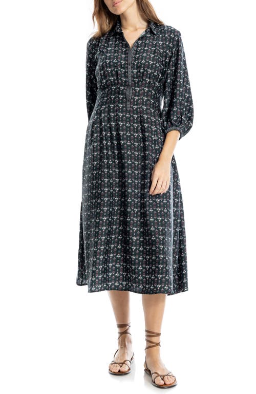 Max Studio Three-quarter Sleeve Midi Shirtdress In Multi