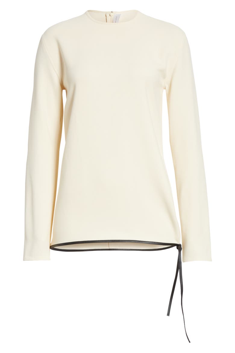 Leather Trim Top, Alternate, color, MILK/ BLACK