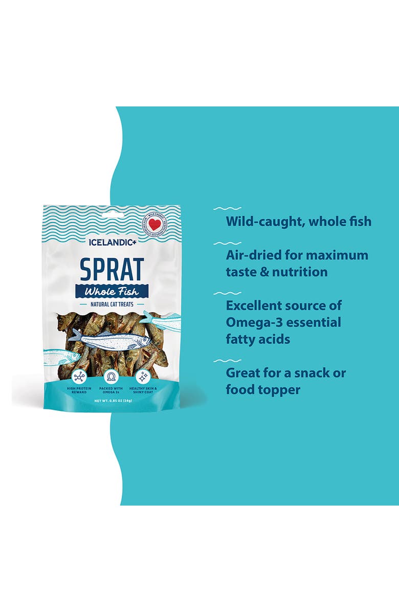 ICELANDIC+ Whole Fish Sprat 0.85Oz Bag, Airdried Cat Treats, Alternate, color, Brown