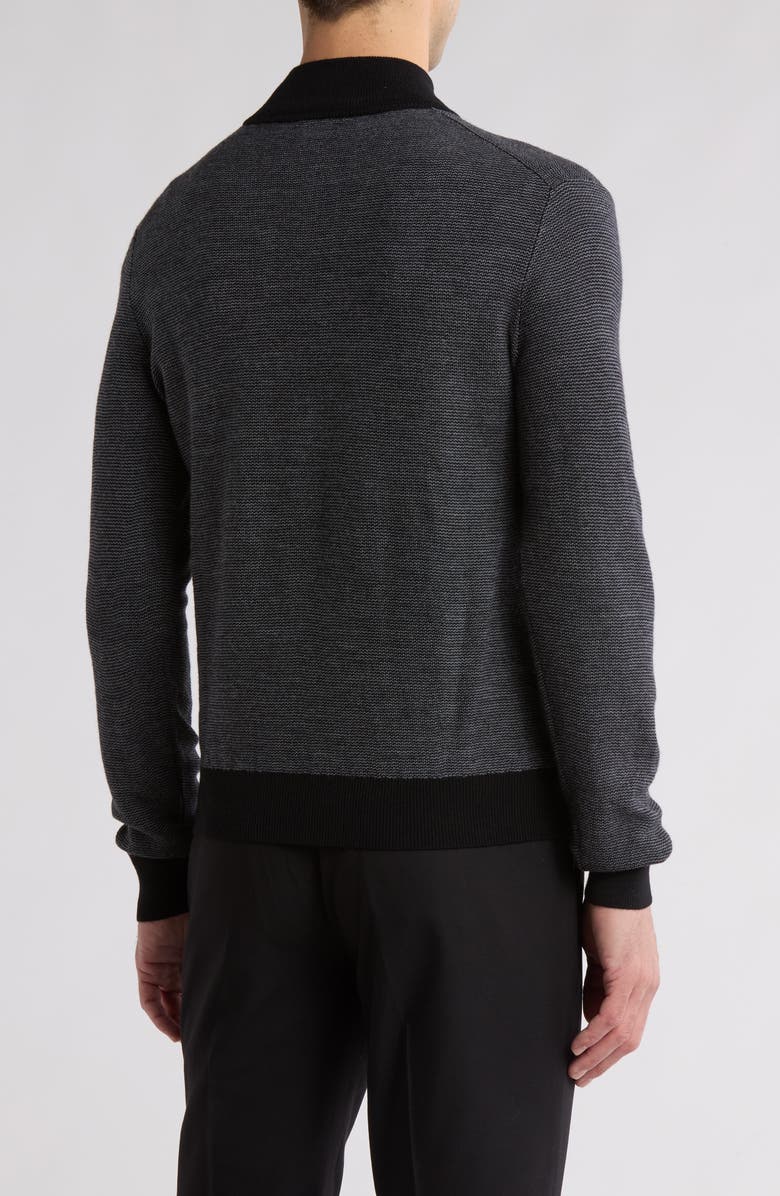 Bruno Magli Feeder Stripe Piqué Sweater, Alternate, color, Black Grey