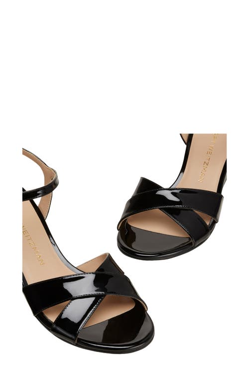 Stuart Weitzman Dayna Patent Crisscross Wedge Sandals In Black Patent