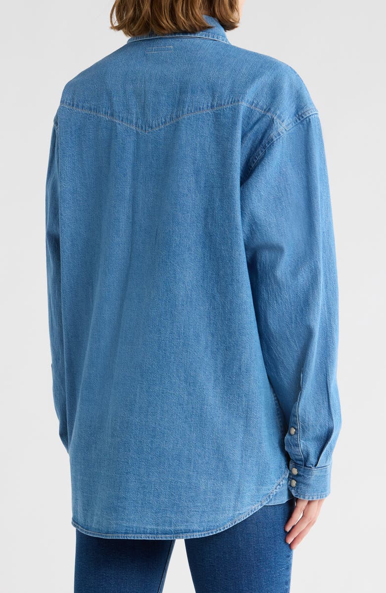 MOTHER The Exes & Ohs Embroidered Denim Western Shirt, Alternate, color, Playing For Keeps