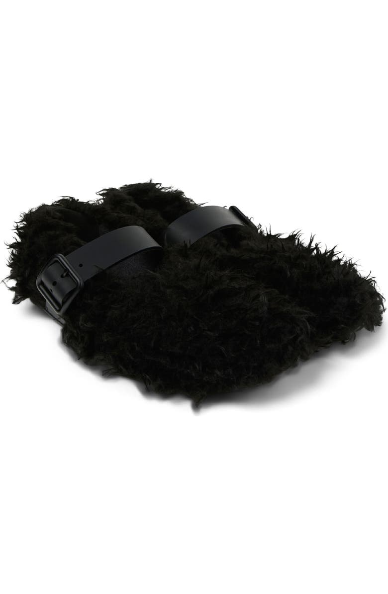 Camper Lab Gender Inclusive Wabi Faux Fur Slipper, Main, color, Black