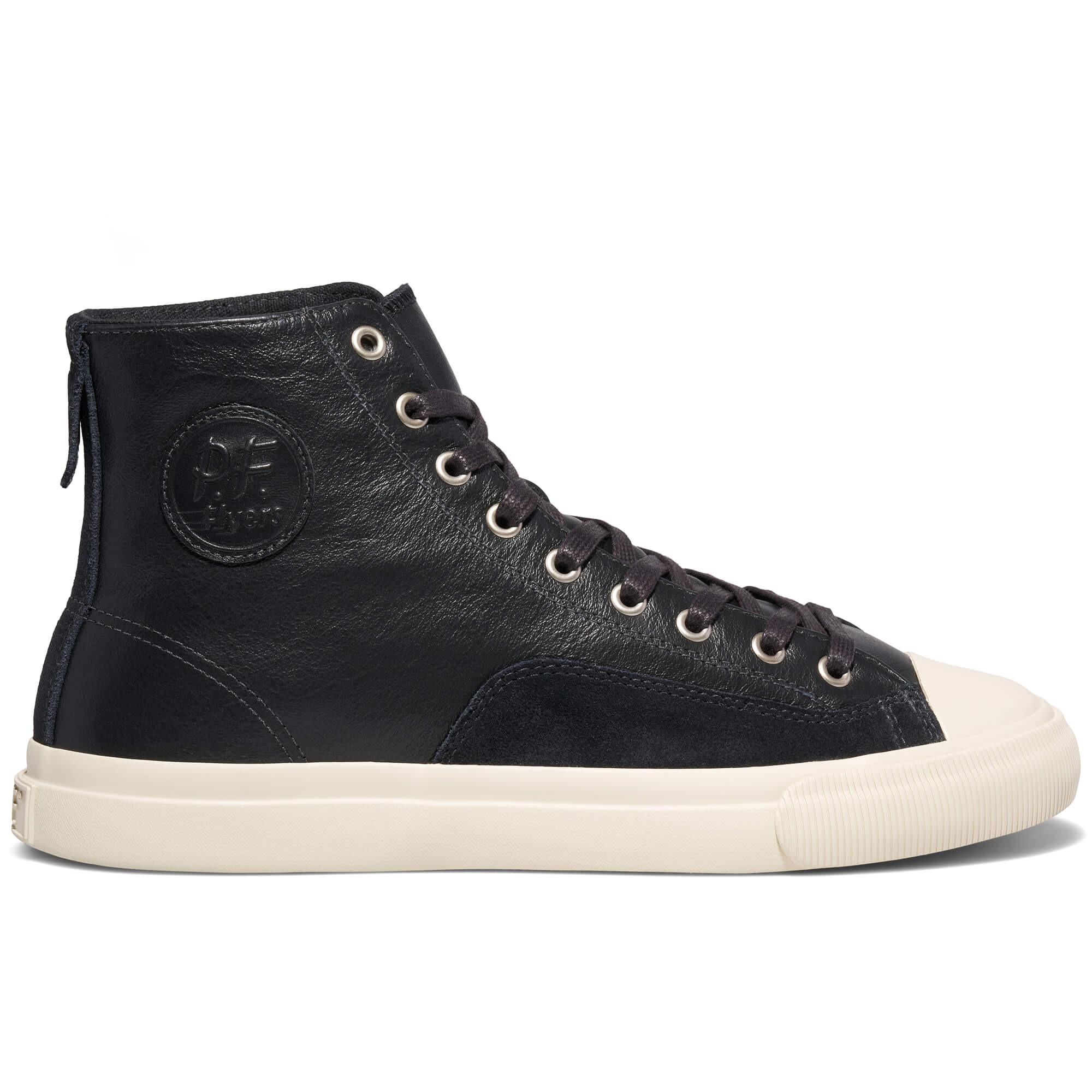 P.F. Flyers All-American Luxe High-Top Leather & Suede Sneaker, Alternate, color, Black