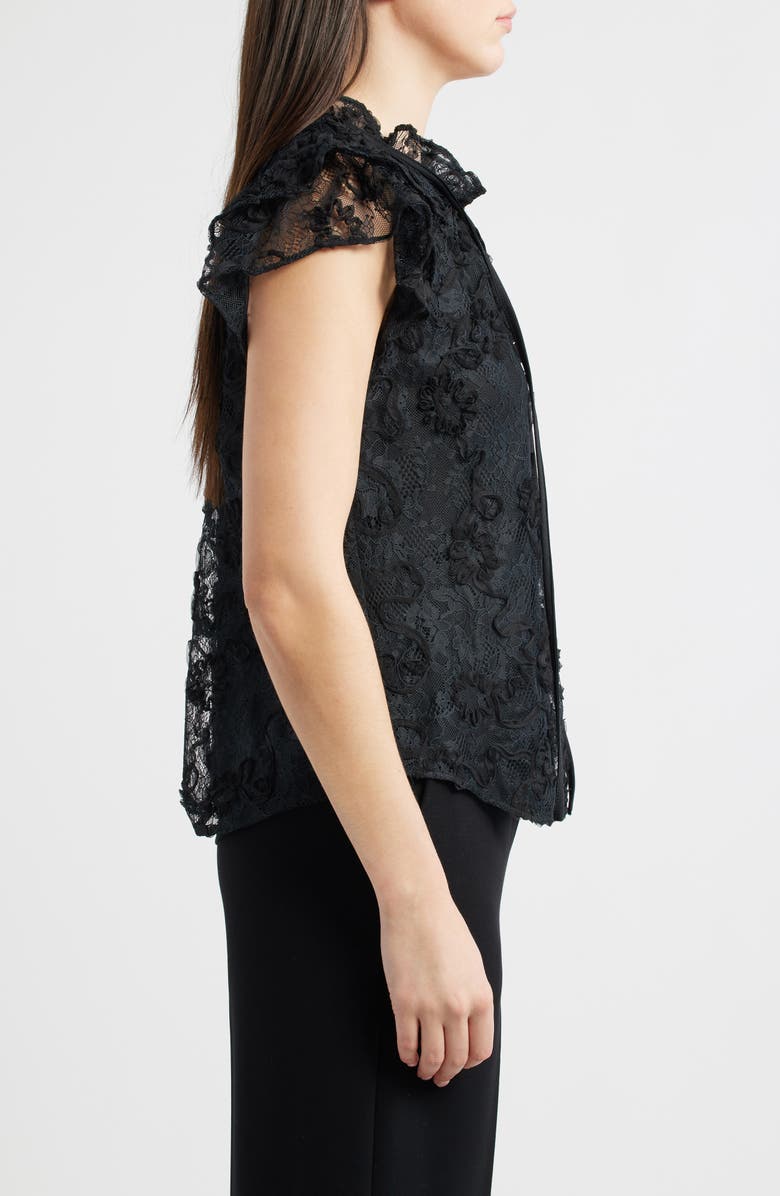 Anne Klein Ruffle Sleeve Lace Top, Alternate, color, Anne Black