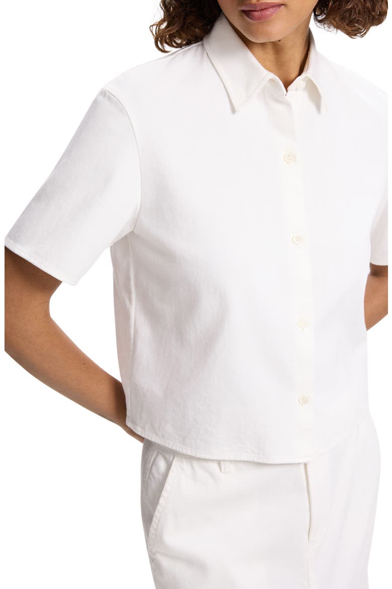 Boxy Short Sleeve Cotton Button-Up Shirt, Alternate, color, OPTIC WHITE - C7J