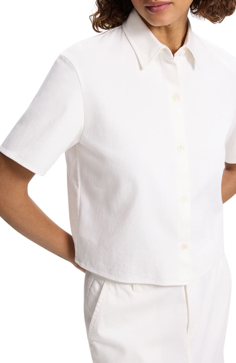 Theory Boxy Short Sleeve Cotton Button-Up Shirt, Alternate, color, 