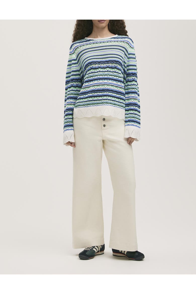 Audrenia Striped Crochet Sweater, Alternate, color, Blue Stripe