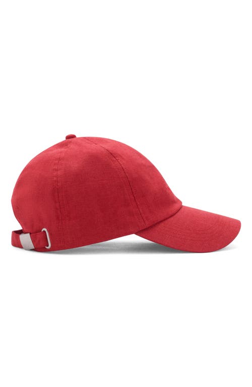 Mango Embroidered Cotton & Linen Baseball Cap In Red