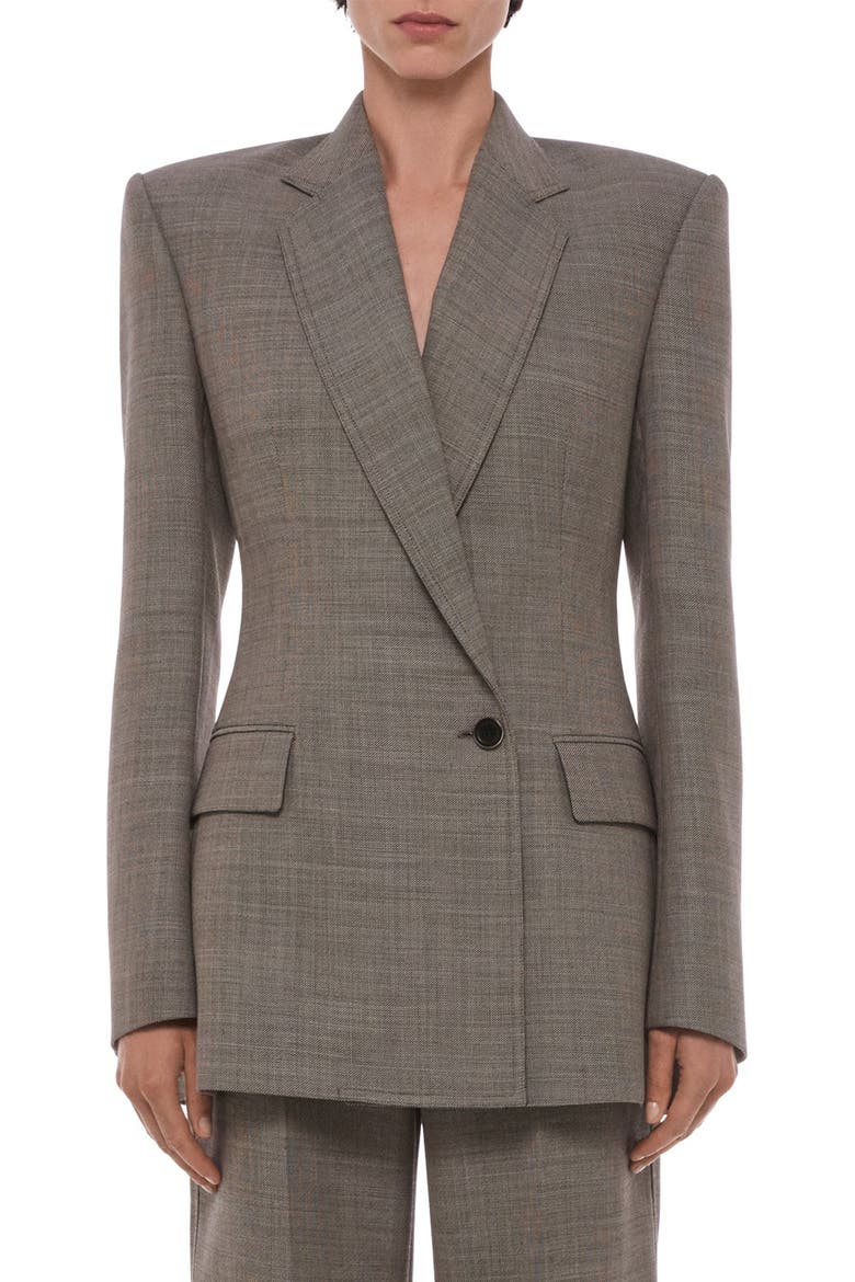 Sculptural One-Button Blazer, Main, color, BEIGE MELANGE