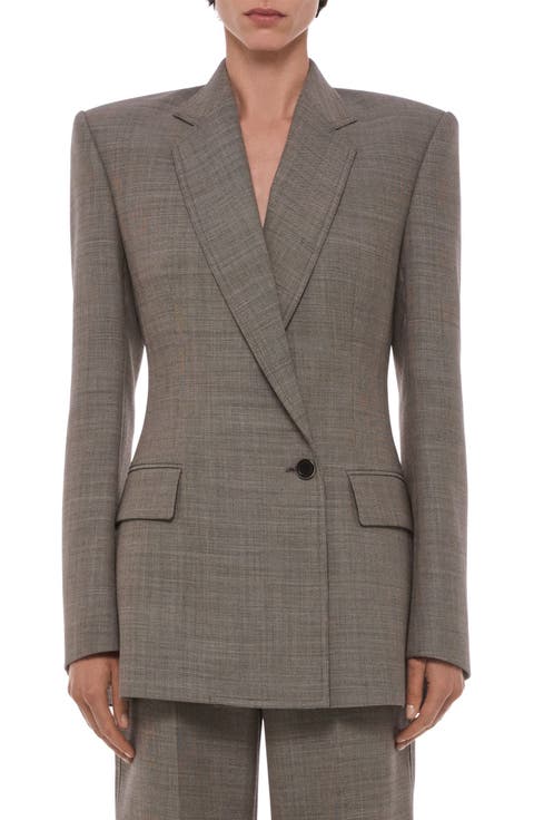 Sculptural One-Button Blazer