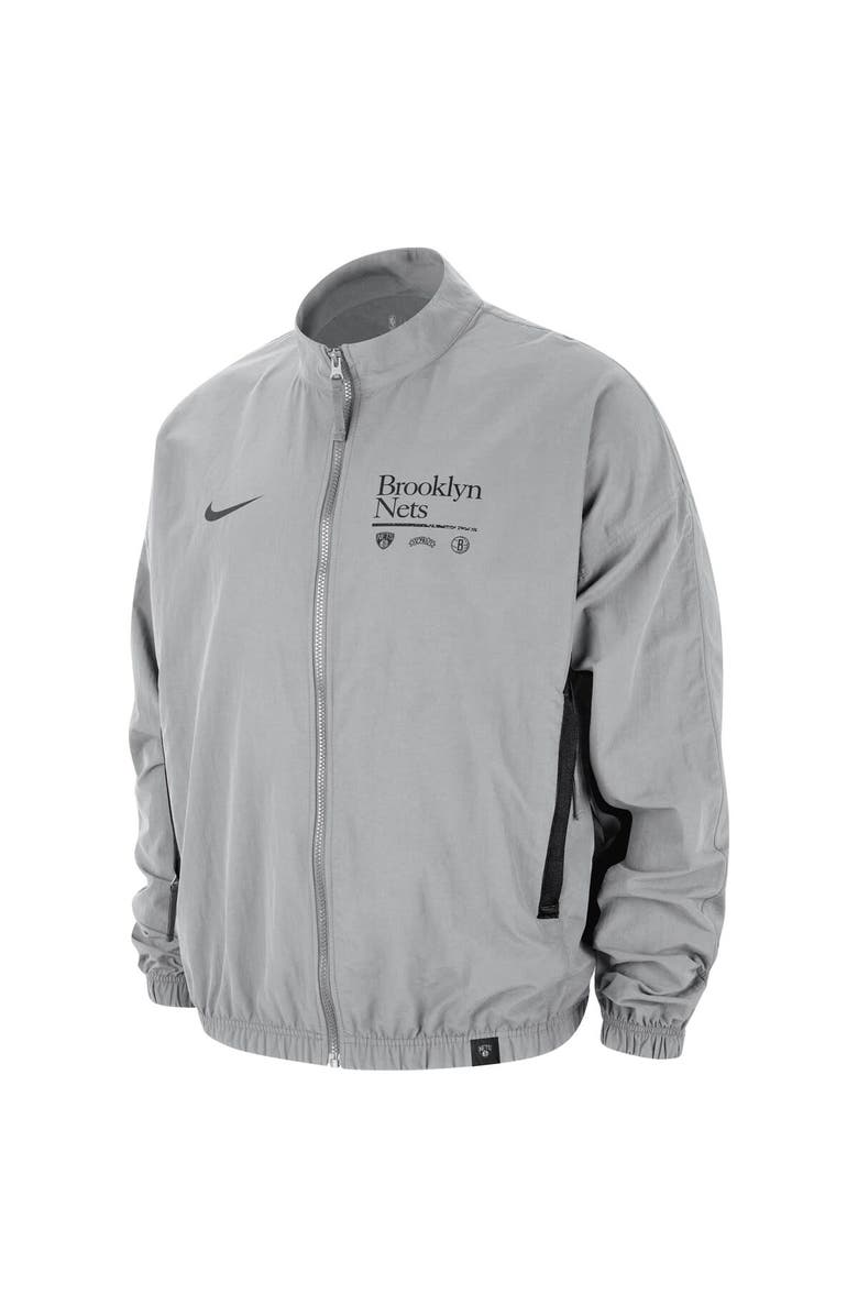 Nike Men's Nike Silver Brooklyn Nets Courtside Vintage Warmup Full-Zip Jacket, Alternate, color, Silver