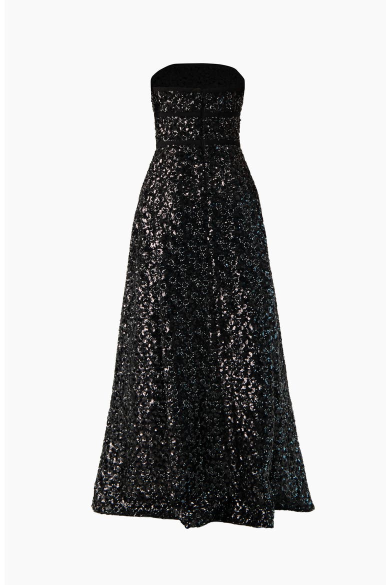 Strapless Sequin A-Line Ballgown, Alternate, color, Black