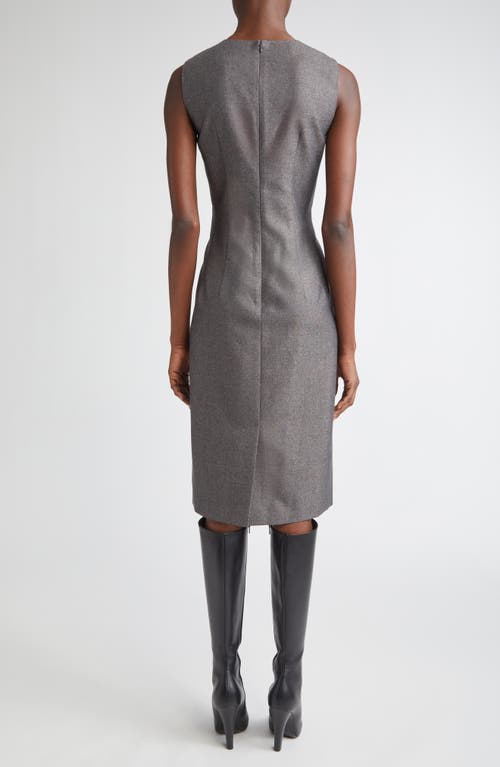 Lafayette 148 New York Harpson Sleeveless Pixelated Wool Blend Twill Sheath Dress In Gray