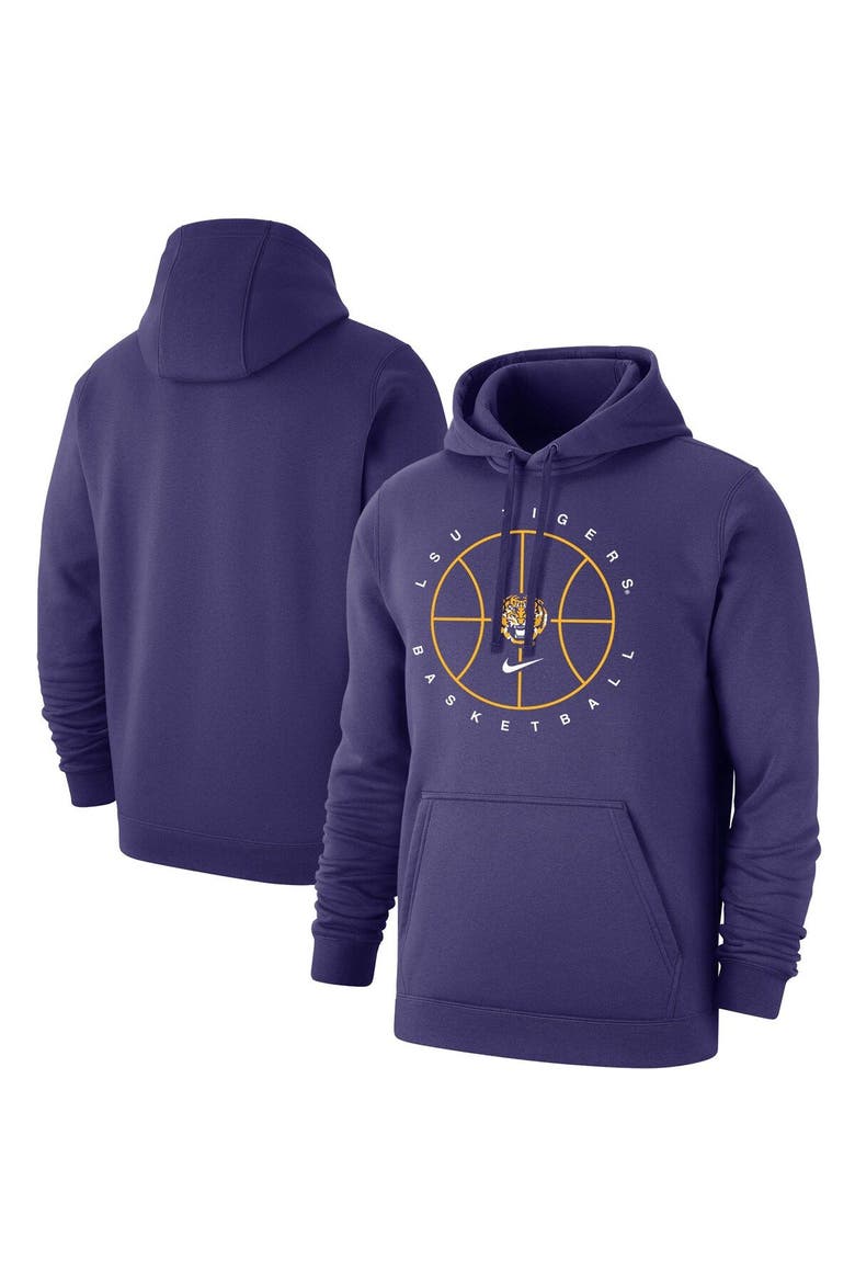 Men's Nike Purple LSU Tigers Basketball Icon Club Fleece Pullover Hoodie, Alternate, color, Purple