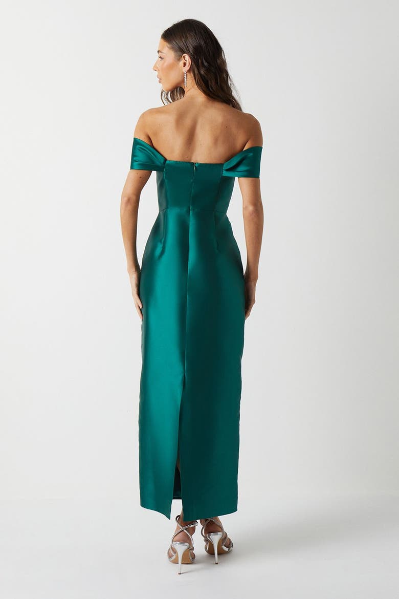 Honoured Twill Bardot Maxi Dress, Alternate, color, Emerald
