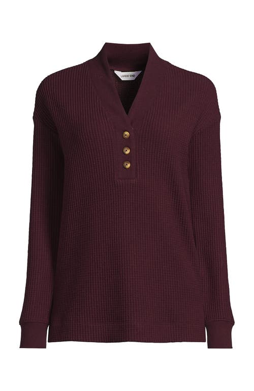 Lands' End Long Sleeve Waffle Shawl Collar Henley In Multi