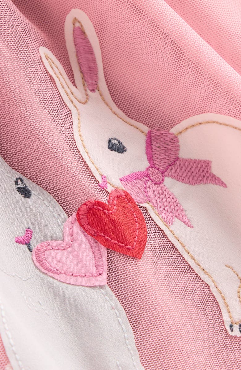 Mini Boden Kids' Holiday Bunny Appliqué Jersey & Tulle Party Dress, Alternate, color, 