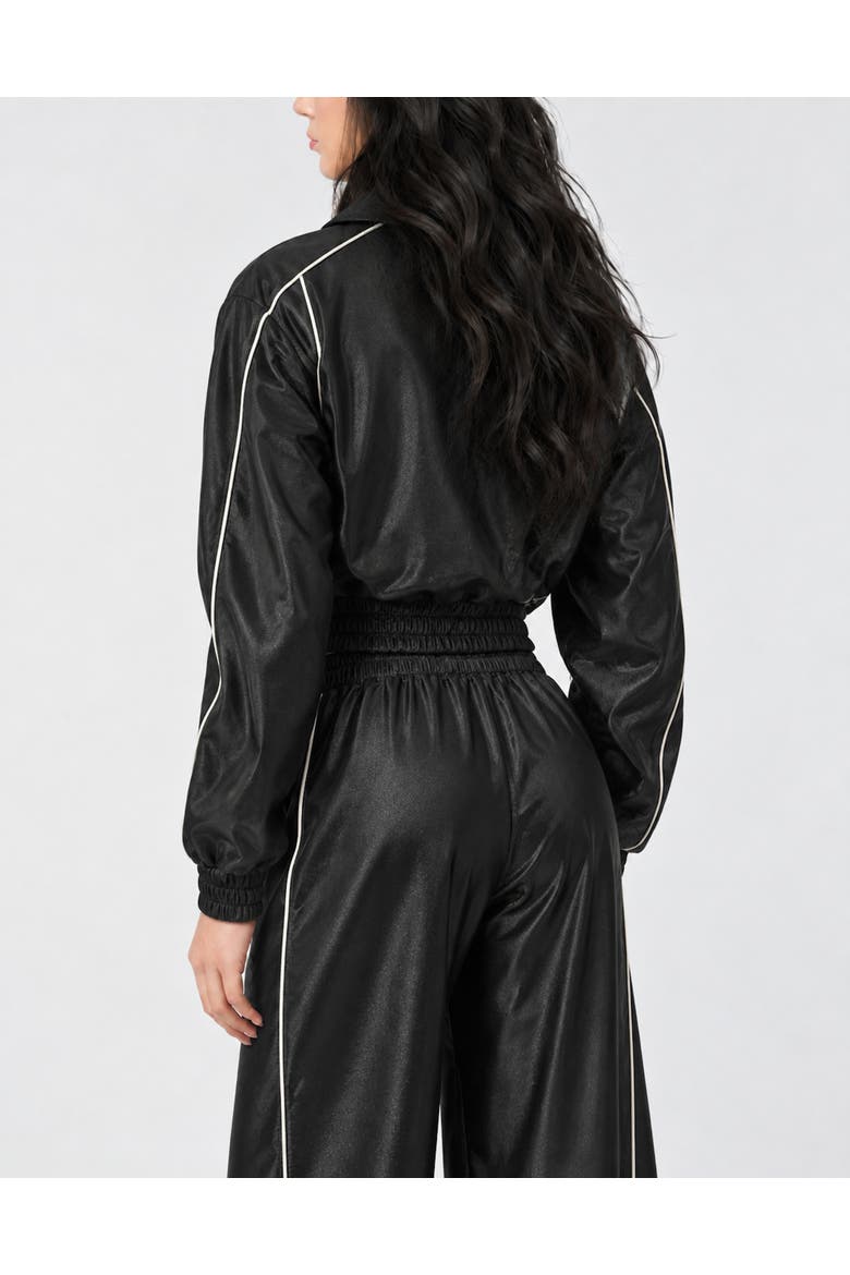 Laminated Tracksuit Jacket Women, Alternate, color, black