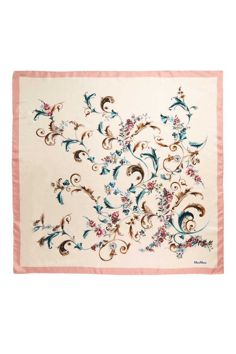 Latte Square Silk Scarf, Alternate, color, ANTIQUE ROSE