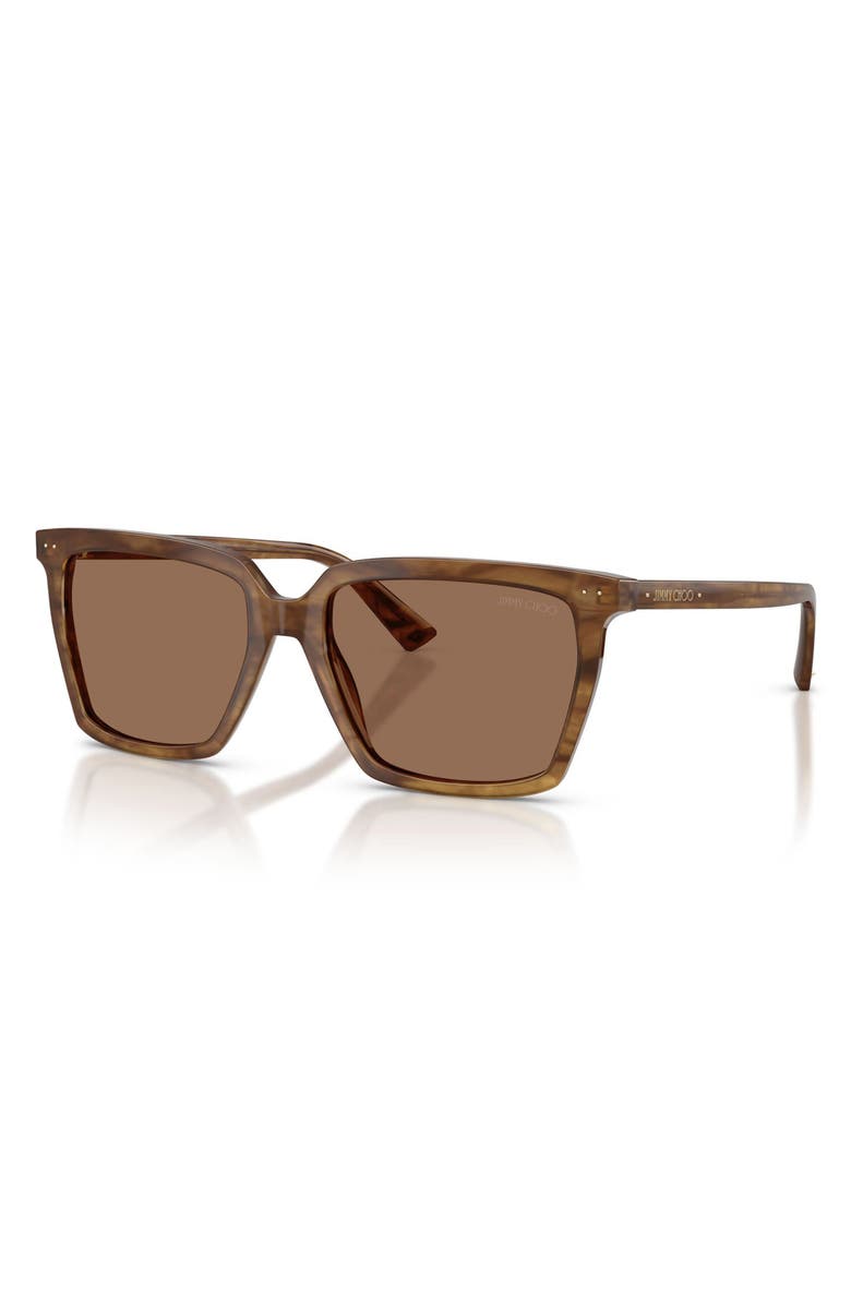 Jimmy Choo 55mm Square Sunglasses, Alternate, color, Brown Havana / Dark Brown
