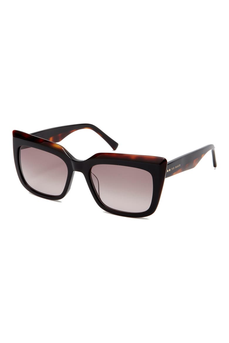55mm Polarized Cat Eye Sunglasses, Alternate, color, BLACK
