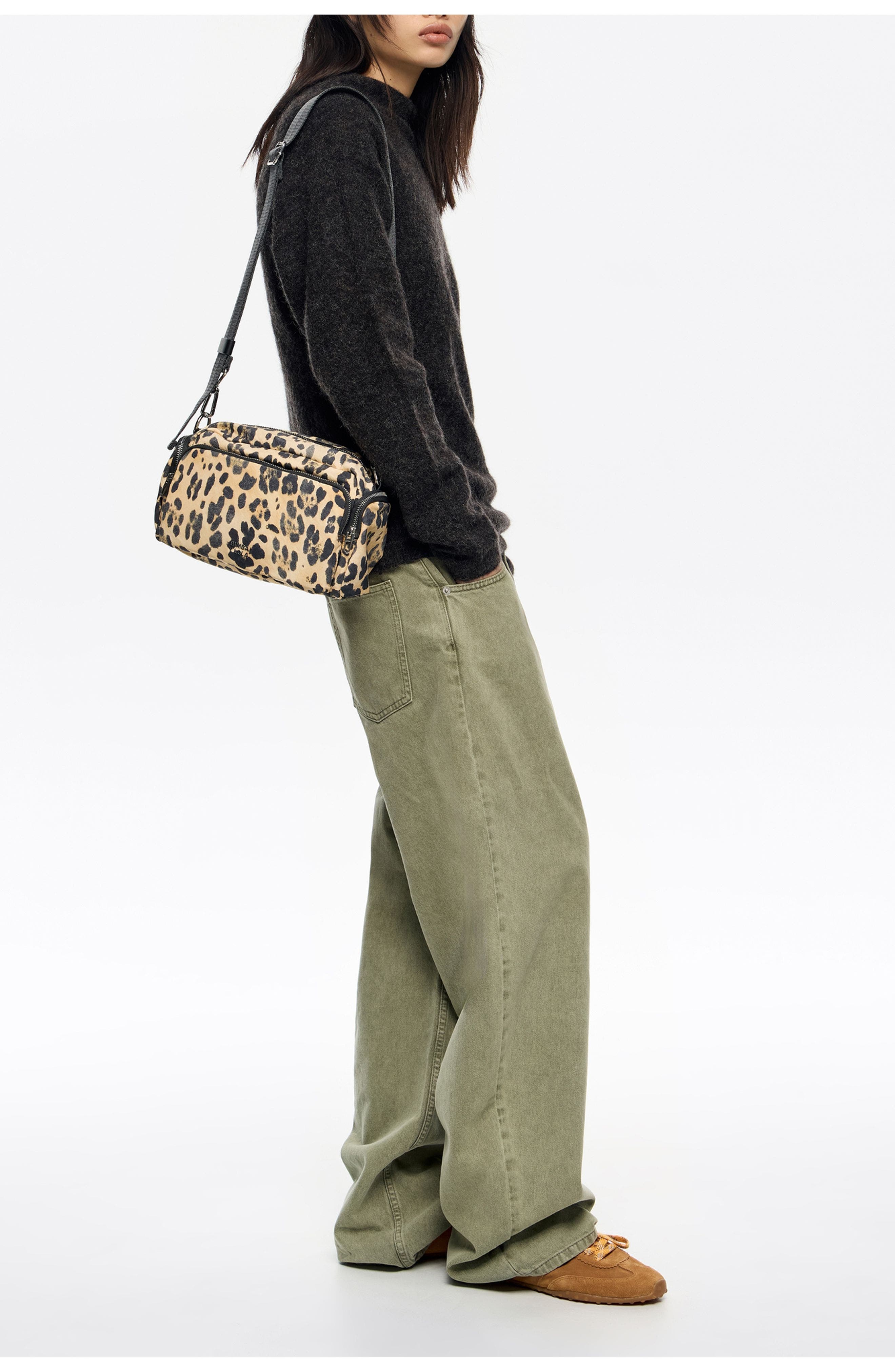 Bimba y Lola Nylon Crossbody Bag, Alternate, color, Leopard Natural