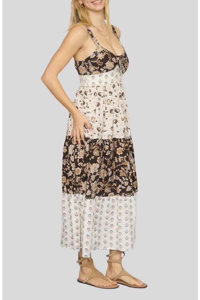 Colorblock Floral Print Maxi Sundress, Alternate, color, BLACK MULTI
