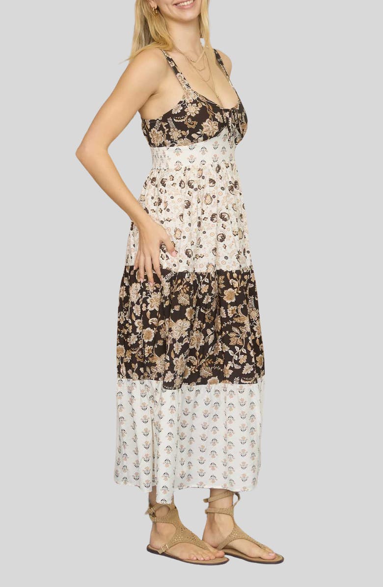 Blu Pepper Colorblock Floral Print Maxi Sundress, Alternate, color, Black Multi