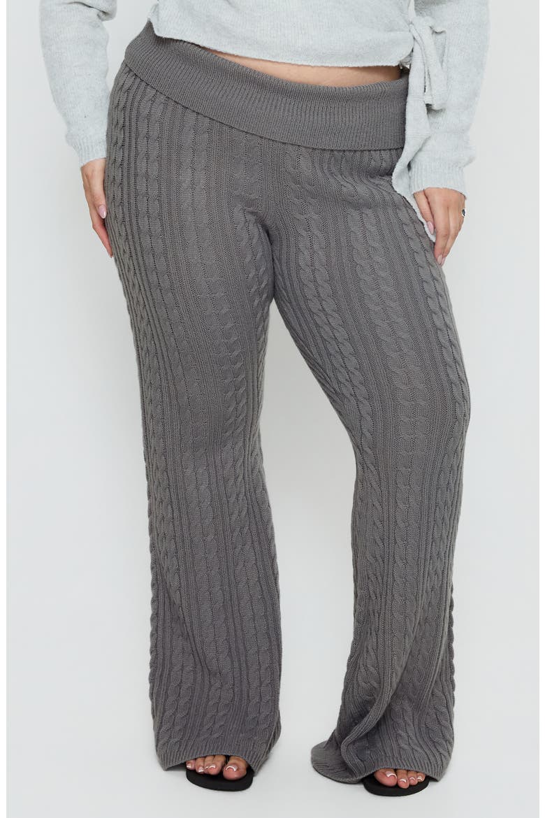 Baleigh Cable Stitch Foldover Pants, Main, color, GREY