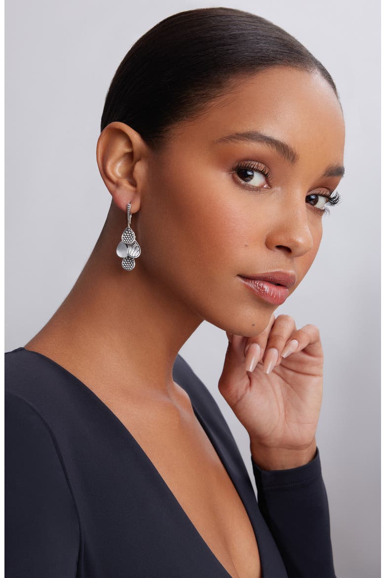 Caviar Tiered Drop Earrings, Alternate, color, SILVER