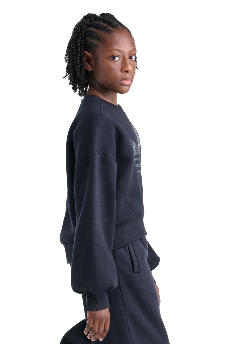 Kids' Trefoil Graphic Sweatshirt, Alternate, color, BLACK