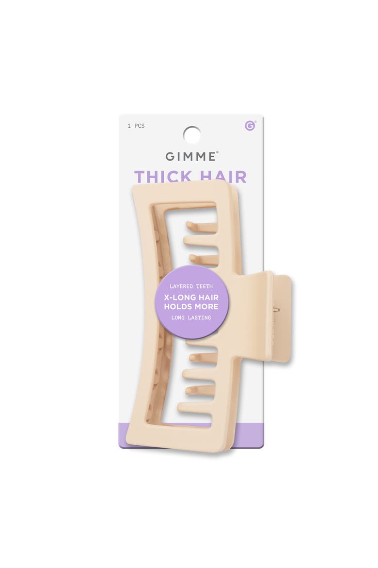 Thick Rectangle Double Teeth Claw Clip, Main, color, Beige