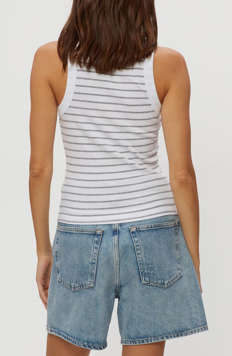 Michael Stars Gina Stripe Rib Tank, Alternate, color, White/ Heather Grey