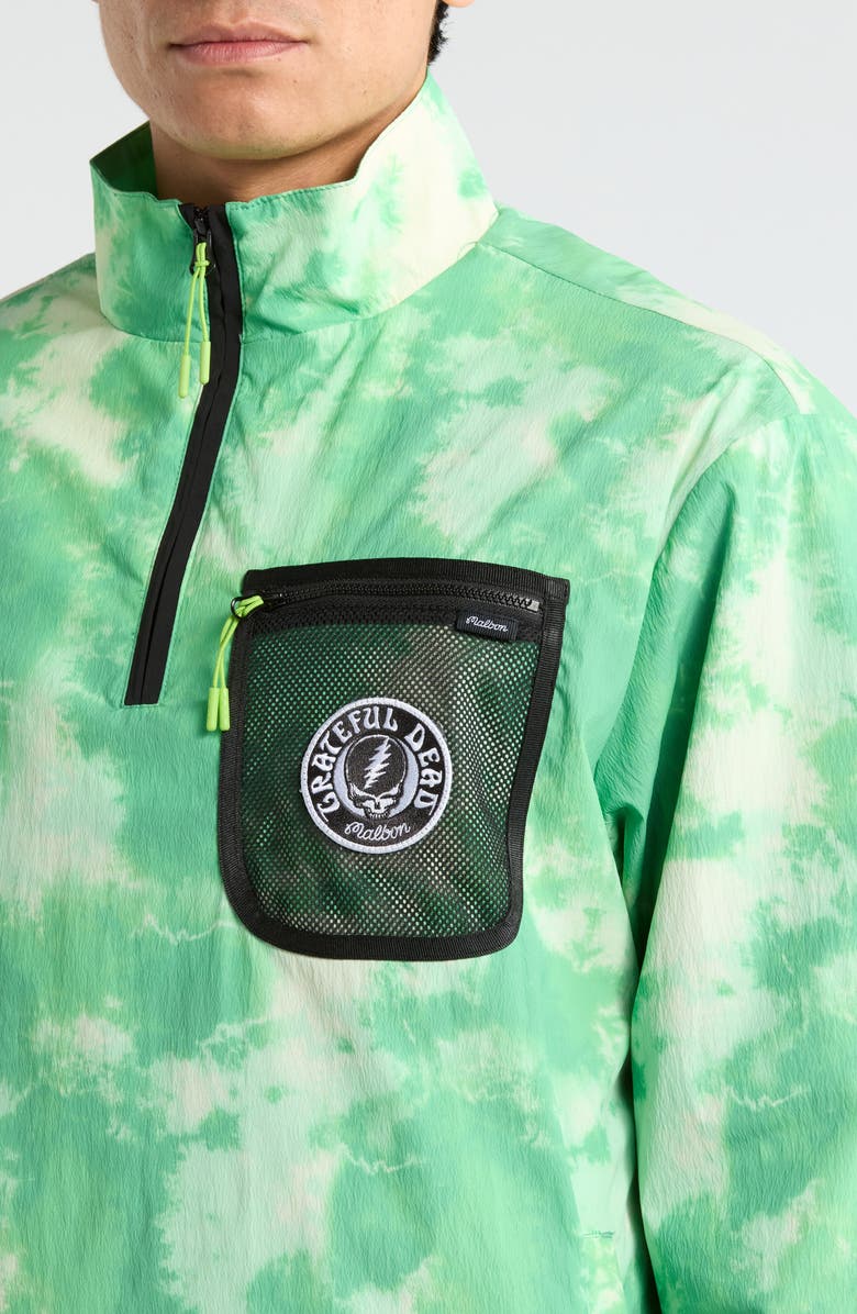 Malbon Golf Grateful Dead Cascade Windshirt, Alternate, color, Green Tie Dye