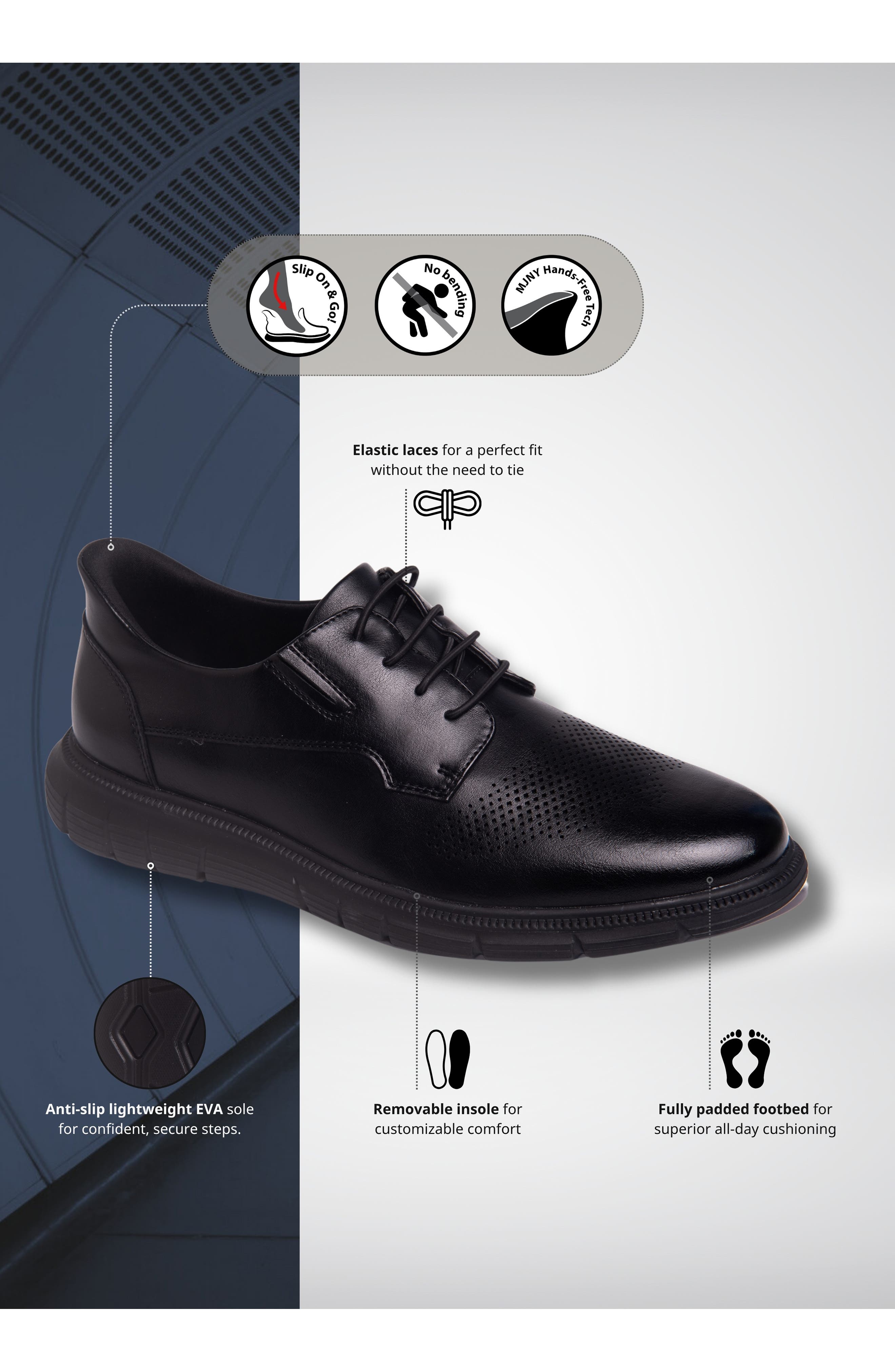 Marc Joseph New York Edward Street Hands-Free Slip-On Derby, Alternate, color, Black/Black