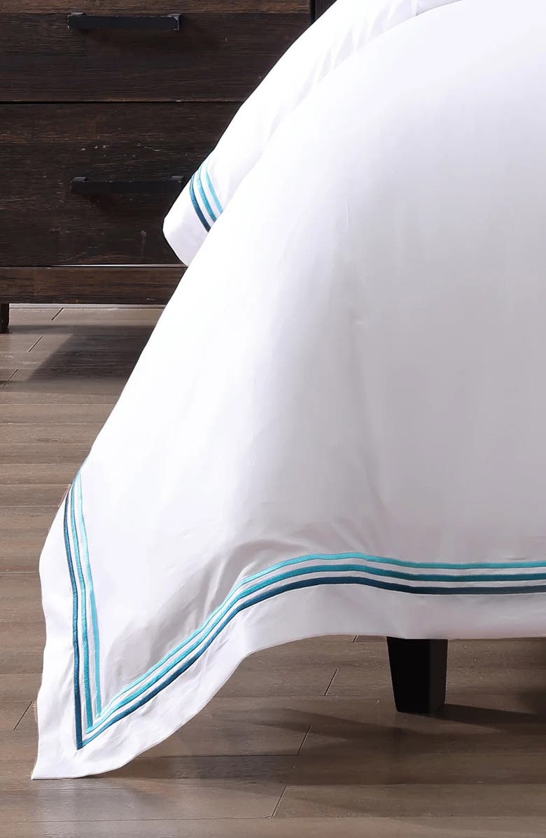 Pure Parima Egyptian Cotton Sateen Bratta Embroidery Triple Luxe Sateen 3-Piece Duvet Cover Set, Alternate, color,